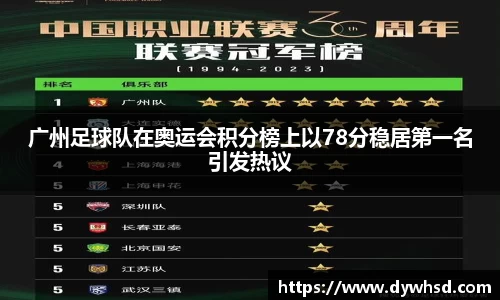 广州足球队在奥运会积分榜上以78分稳居第一名引发热议